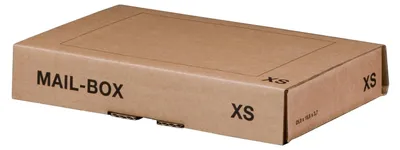 Produktbild von 20x Versandkarton 244x145x43mm MAILBOX XS mit Steckverschluss wiederverschließbar für Maxibrief braun