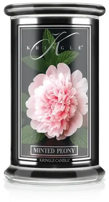Immagine prodotto di Candela profumata Kringle Candle, fragranza Minted Peony, grande, con due stoppini (624 g)