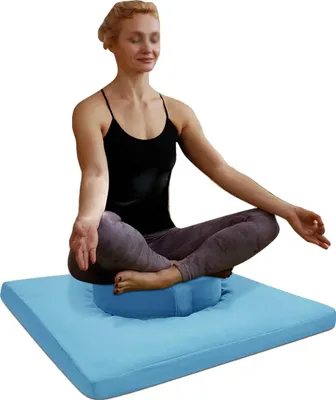 Image de Coussin de méditation, design ergonomique, matériaux résistants, bleu