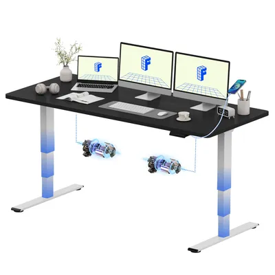 Produktbild von FLEXISPOT E5 Plus Höhenverstellbarer Schreibtisch 180x80cm, Doppelmotor, 25MM EINTEILIGE TISCHPLATTE, USB-Anschluss, 120KG Tragkraft, Schwarz