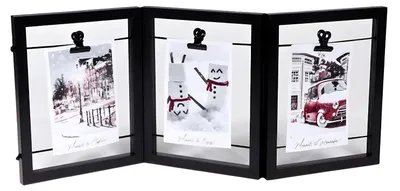 Fotoliste mit 3 Clips, Holz, 18x23,5x4,5 cm, schwarz