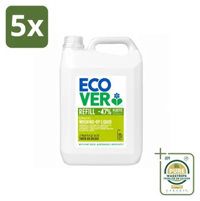 Produktbild von 5 x  Ecover Spülmittel - Zitrone & Aloe Vera - 5 Liter - Vorratspackung - 5 Stücke
