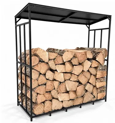 Obrázok produktu pre Regál na drevo na palivo – pre vonkajšie použitie – s kovovou strechou – 156,5 x 60 x 176,5 cm – oceľ odolná voči korózii – nosnosť 300 kg