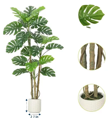 Obrázek produktu pro Umělá rostlina, s realistickými listy, dekorativní zelen, vhodná do interiéru, výška 180 cm