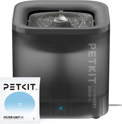 Productafbeelding van Drinkfontein voor katten en honden - 1,85 liter - stil - met ledlicht en filter - grijs