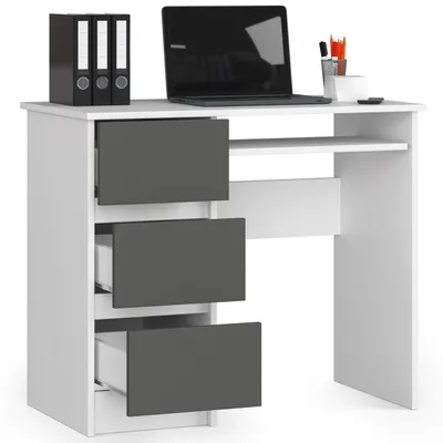 Produktbild von Schreibtisch 90cm mit 3 Schubladen und Tastaturauszug Computertisch Arbeitstisch