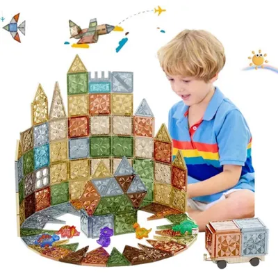 Produktbild von Magnetbausteine 105 Teile Montessori Spielzeug 3D Magnetspielzeug Kinder