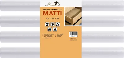 Produktbild von Schubladenmatte Matti 4 teiliges Set | 100 x 44 cm | transparente Antirutschmatte - zuschneidbar