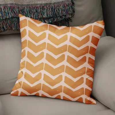 Kissenhülle Orange/Cremeweiß 43x43 cm Polycotton Reißverschluss