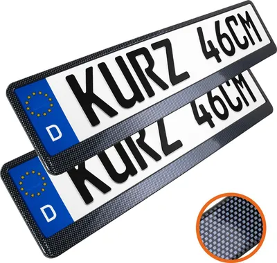 Produktbild von 2 Stück Kennzeichenhalter kurz 46 cm Carbon Optik Kennzeichenhalter 460 mm für kurze Kennzeichen