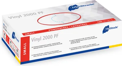 Produktbild von Meditrade® unisex Einmalhandschuhe Vinyl 2000 PF weiß Größe S 100 St.