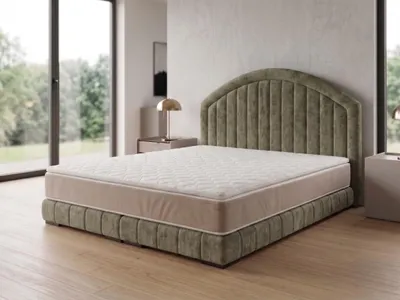Produktbild von Polsterbett  LEON 2 mit Kopfteil, modernes gepolstertes Bett in 140 x 200 cm Farbe: Grün