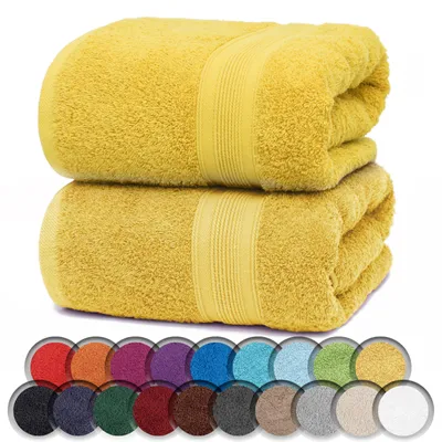 Immagine prodotto di Solidchoice - Set di 2 asciugamani per sauna in cotone 100%, dimensioni 80 x 200 cm, colore giallo