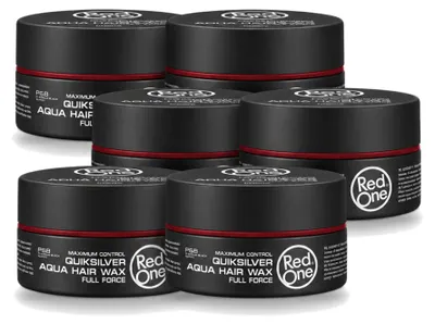 Image de 6 pots de cire coiffante Quicksilver Aqua de Red One - Fixation forte et brillance - 150 ml - Pack avantageux - 6 pièces