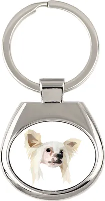 Zdjęcie produktu dla Chiński gofień – breloczek geometryczny z zdjęciem i napisem "Art-Dog"