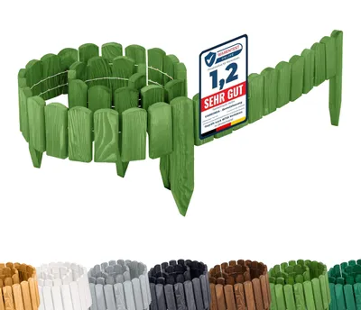 Image de Bordure de pelouse Garronda en bois imprégné pour parterre, 200 cm x 8 cm. Bordure flexible en rouleau pour jardin GD-0106 (vert foncé, hauteur : 8 cm)