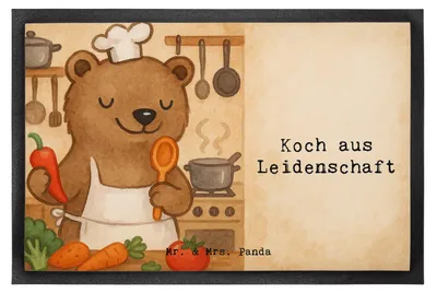 Produktbild von Mr. & Mrs. Panda fußmatte Koch Leidenschaft Design 60 x 90 cm - Weiß - Geschenk, Spruch, Schmutzfangmatte, Witzig, Sauberlaufmatte, Restaurant, Bodenvorleger, Chefkoch