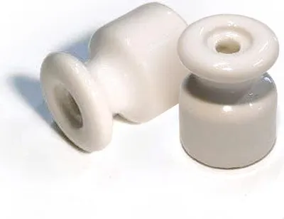 Image de Creative-Cables Isolateur en porcelaine pour installation murale – (18 mm, blanc, 2 pièces) – Fixation murale – Pour câbles de 0,75 à 1,5 mm²