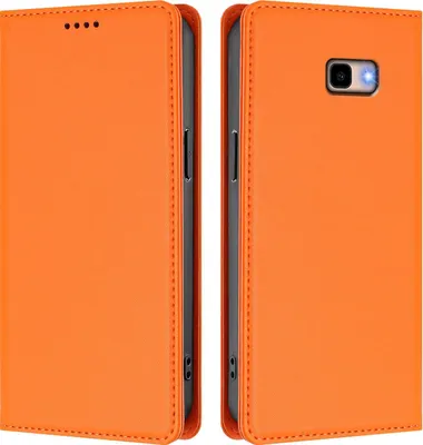 Image de Etui en cuir pour Samsung Galaxy J4 Plus, étui magnétique en cuirPolyuréthaneavec support Orange