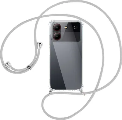 Produktbild von Handykette Backcover-Schutzhülle mit Band (Metall silberfarben) für ZTE Blade A54 (6.6'') - silbergrau