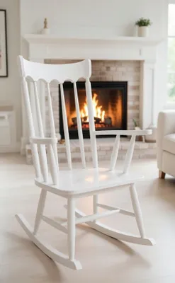 Produktbild von Schaukelsessel Weiß Modern Holz Ergonomische Sitzfläche
