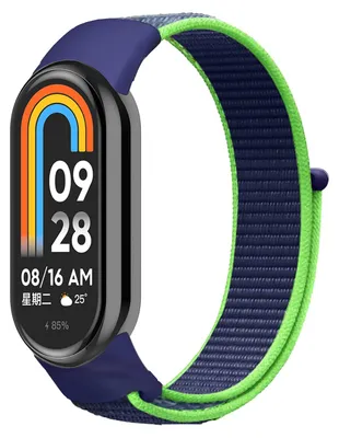 Produktbild von By Qubix Sport Loop Nylonarmband - Dunkelblau mit Grün - passend für Xiaomi Smart Band 8 / 9 / 10