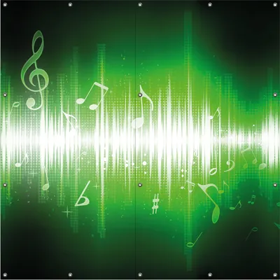Produktbild von Wallario Outdoor-Poster für Garten oder Balkon, Motiv Grüne Noten der Musik, in ca. 180 x 180 cm