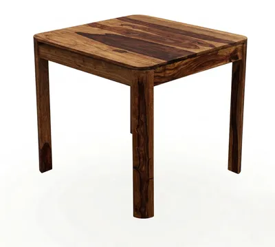 Esstisch Sheesham Massivholz 80x80 cm Dunkelbraun in Gesamtansicht mit massiver Holzplatte und Beinen aus dunklem Sheesham.