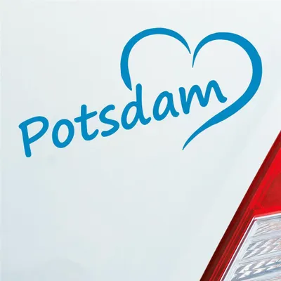 Produktbild von Auto Aufkleber Potsdam Herz Stadt City Love Liebe Heimat 16x8 cm Hellblau Sticker Heckscheibenaufkleber