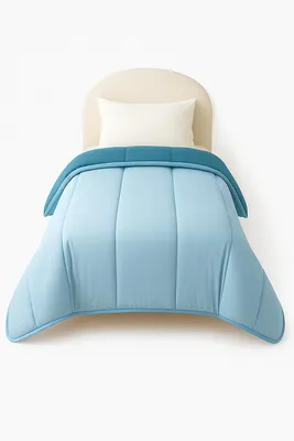 Image de Couette Légère Bicolore Bleu ciel / Bleu canard - 1 personne 140 x 200 - 13241-1