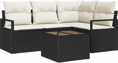 Immagine prodotto di vidaXL Set di divani 5 pezzi in polirattan nero