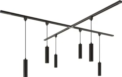Image de HOFTRONIC - Kit système de rails 4 x 1 m 6 spots suspendus 2700K GU10 Noir IP20