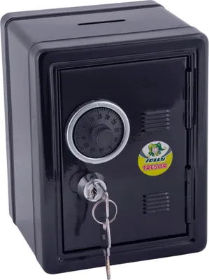 Produktbild von JOLLY "Tresor" Spardose aus Metall - in Tresor-Optik in Schwarz - mit Zahlen- u. Schlüsselschloss - 9920-0005