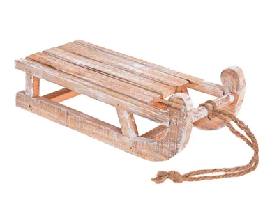 Produktbild von Brązowe drewniane sanki 30 cm
