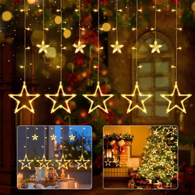 Lichtvorhang mit 138 LEDs, 2,4 x 1 m, warmweiß, Timer