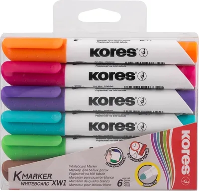 Image de Marqueur pour tableau blanc Kores K MARKER XW1, pointe ogive, étui de 6 pièces