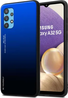Obrázok produktu pre Cadorabo puzdro pre Samsung Galaxy A32 5G v MODREJ - ČIERNEJ farbe Dvojfarebné ochranné puzdro z tvrdeného skla a silikónového zadného krytu TPU puzdro na mobilný telefón