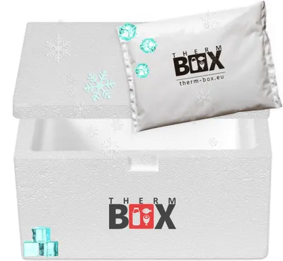 Produktbild von THERM BOX Styroporbox 1W mit 1x Kühlakku für Kühlbox 1,6L Innen: 19x10x8cm Transportbox Thermobehälter Wiederverwendbar