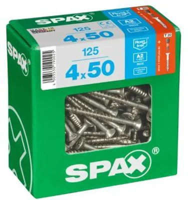 Produktbild von SPAX Edelstahlschraube, 4 x 50 mm, 125 Stück, Teilgewinde, Senkkopf, T-STAR plus T20, 4CUT - 4197000400506