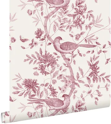 Immagine prodotto di ESTAhome carta da parati fiori e uccelli rosso bordeaux intenso 50 x 900 cm