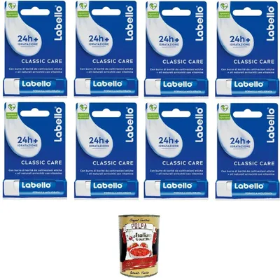 Produktbild von Classic Care Lippenbalsam, klassischer Lippenbalsam, der auf den Lippen schmilzt, 8 x 5,5 g+ Italian Gourmet polpa 400gr