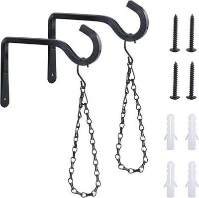 Produktbild von Famanu Wandhaken Set für hängende Pflanzen - 2 Stück, schwarz