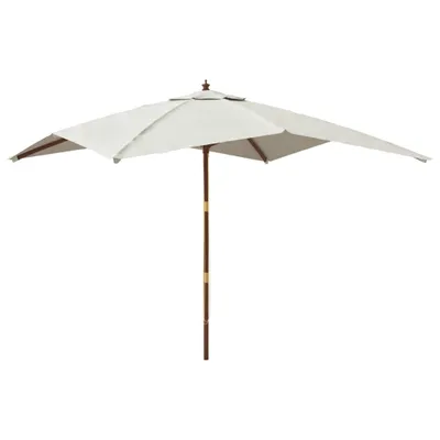 Image de vidaXL Parasol avec mât en bois sable 300x300x273 cm