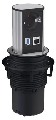 Produktbild von BACHMANN ELEVATOR 1x Schutzkontakt, 1x CAT6, 1x USB 3.0, silberfarben