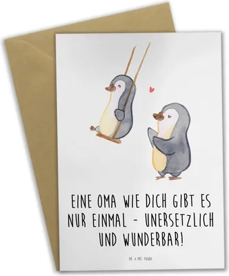 Produktbild von Mr. & Mrs. Panda neujahrskarte Einzigartige Oma - Weiß - Geschenk, Danke sagen, osterkarte, Anerkennung, vatertagskarte, Bedanken, Familie, weihnachtskarten, Dankbarkeit