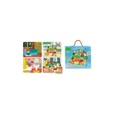 Produktbild von Haus der Kaninchen – Set aus 24 Teilen mit 4 Puzzle-Szenarien