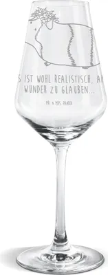 Produktbild von Mr. & Mrs. Panda Weinglas Meerschweinchen Weisheit - Transparent - Geschenk, Für Weißwein, wein glas, Wunder, Lustige Sprüche, Blumenkind, Weißweinkelch, Wunderland