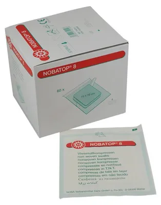 Produktbild von NOBATOP®-steril 8, Vliesstoffkompressen, Wundauflagen, 10x10 cm 4-lagig, 60x2St