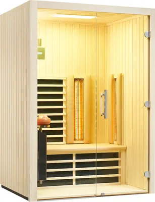 Produktbild von Infraworld TrioSol Glas 145 Espe VG Infrarotkabine 145x112 cm mit 2 ABC-Strahler Salzverdampfer