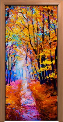Produktbild von Türposter 90x200 cm Türaufkleber Türtapete Türfolie Klebefolie Wohnkultur Wald bunte Herbst